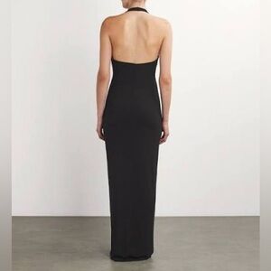 Skims black deep v neck dress